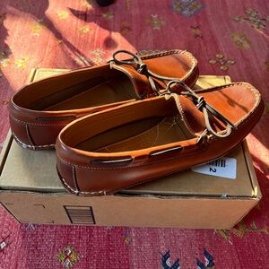 L.L. Bean Men’s Double Leather Sole Brown Moccasin Slippers Size 10 NIB